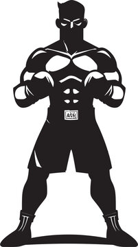 Brawl Master Black Cartoon Boxer Silhouette Punch Dynamo Iconic Black Logo