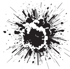 Cartoon Kaboom Dynamic Black Design Explo Art Vector Explosion Emblem