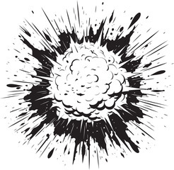 Cartoon Kaboom Explosive Black Logo Blitz Bang Black Vector Explosion