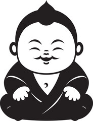 Zen Junior Vector Buddha Kid Emblem Enlightened Youth Cartoon Buddha Icon