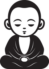 Buddha Bliss Cartoon Zen Kid Logo Harmonious Junior Vector Buddha Icon