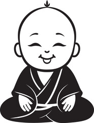 Zen Blossom Black Kid Buddha Design Buddha Babe Serene Cartoon Emblem