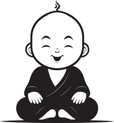 Buddha Bloom Cartoon Silhouette Kid Serenity Sprite Vector Buddha Emblem