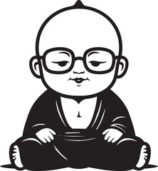 Buddha Bambino Cartoon Buddha Silhouette Tiny Tranquility Vector Kid Buddha