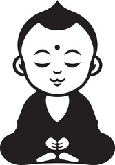 Zen Nursery Buddha Kid Black Logo Divine Kiddo Vector Cartoon Buddha