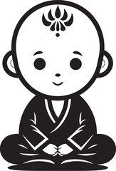 Tiny Tranquility Vector Kid Buddha Zen Little One Black Emblem Design