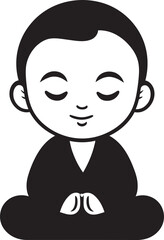 Harmonious Junior Cartoon Buddha Icon Zen Blossom Vector Kid Buddha Design