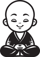 Zen Blossom Vector Kid Buddha Design Buddha Babe Black Serene Emblem