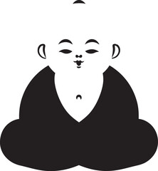 Buddha Babe Black Serene Emblem Chibi Enlightenment Zen Cartoon Icon