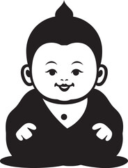 Chibi Enlightenment Zen Cartoon Icon Peaceful Tot Vector Buddha Kid