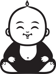 Peaceful Tot Vector Buddha Kid Buddha Bloom Black Silhouette Design