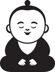 Buddha Bambino Cartoon Kid Emblem Tiny Tranquility Vector Buddha Logo