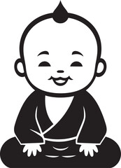 Zen Youngster Black Logo Buddha Buddha Bambino Cartoon Kid Emblem