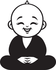 Zen Little One Black Silhouette Design Peaceful Prodigy Buddha Iconic Kid
