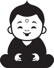 Chibi Serenity Vector Buddha Silhouette Buddha Bliss Black Kid Emblem