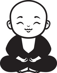 Buddha Bambino Vector Kid Silhouette Peaceful Prodigy Black Buddha Icon