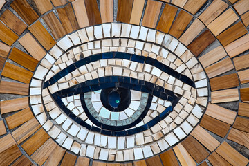 mosaic panels in the shape of an eye