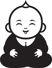 Harmonious Junior Buddha Cartoon Silhouette Zen Blossom Vector Zen Emblem