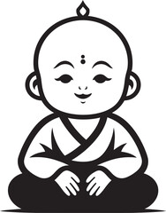 Serenity Sprite Vector Zen Kid Zen Youngster Black Buddha Emblem