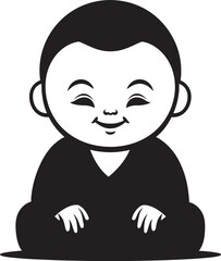 Buddha Bloom Cartoon Silhouette Zen Serenity Sprite Vector Zen Kid