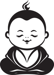 Zen Little One Black Kid Buddha Peaceful Prodigy Cartoon Zen Silhouette