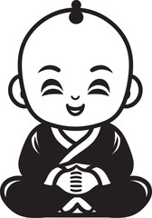 Chibi Serenity Black Buddha Cartoon Buddha Bliss Zen Vector Kid