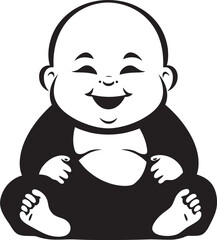 Zen Youngster Black Buddha Silhouette Buddha Bambino Cartoon Buddha Silhouette