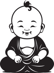 Little Zen Master Black Emblem Design Peaceful Prodigy Vector Zen Silhouette