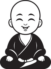 Serenity Sprite Vector Buddha Emblem Chibi Zen Blessing Black Zen Kid Logo