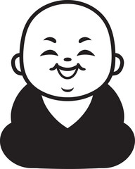Enlightened Infant Black Cartoon Kid Serenity Sprite Vector Buddha Emblem
