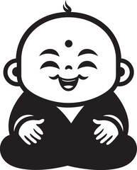 Buddha Bloom Baby Buddha Iconic Silhouette Tiny Zen Sage Vector Emblem
