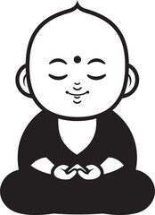 Buddha Bliss Black Serene Emblem Zen Zenith Cartoon Vector Buddha