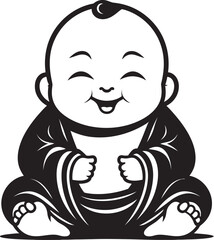 Buddha Babe Black Logo Icon Chibi Enlightenment Cartoon Buddha Silhouette