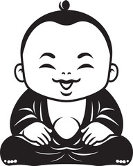 Zen Serenity Sprite Vector Design Little Bodhisattva Black Buddha Kid