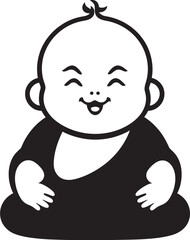 Zen Serenity Sprite Black Icon Design Enlightened Infant Cartoon Buddha Kid