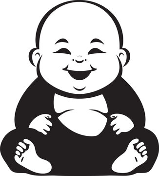 Zen Youngster Black Buddha Silhouette Buddha Bambino Cartoon Buddha Silhouette