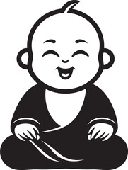 Zen Nursery Black Buddha Silhouette Divine Kiddo Mini Monk Icon Design