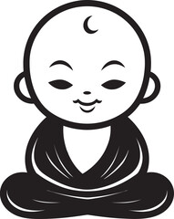 Buddha Baby Bloom Cartoon Kid Buddha Serenity Seedling Black Vector Icon