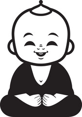 Serenity Seedling Black Vector Icon Chibi Zen Zephyr Buddha Emblem