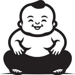 Enlightened Infante Mini Monk Silhouette Buddha Bambino Cartoon Buddha Icon