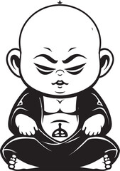 Chibi Zen Zephyr Buddha Emblem Enlightened Infante Mini Monk Silhouette