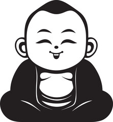 Buddha Bambino Cartoon Buddha Icon Peaceful Prodigy Vector Black Logo