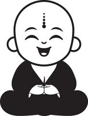 Tranquil Tot Buddha Cartoon Design Buddha Babe Vector Silhouette Kid