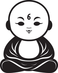 Buddha Baby Bloom Cartoon Black Icon Serenity Seedling Vector Mini Monk
