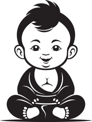 Divine Kiddo Buddha Kid Emblem Buddha Baby Bloom Cartoon Black Icon