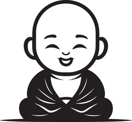 Chibi Zen Zephyr Buddha Kid Silhouette Enlightened Infante Black Cartoon Buddha