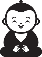 Peaceful Prodigy Buddha Kid Icon Lotus Little One Mini Monk Emblem