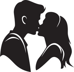 Intimate Union Romantic Black Kissing True Loves Whisper Vector Romance Emblem