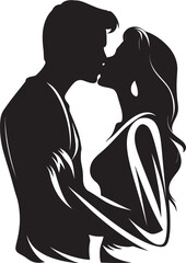 Kiss of Harmony Black Romance Emblem Intimate Devotion Iconic Vector Love