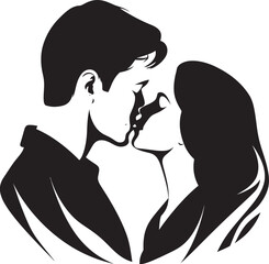 Blissful Union Iconic Vector Romance Kiss of Everlasting Love Black Emblem